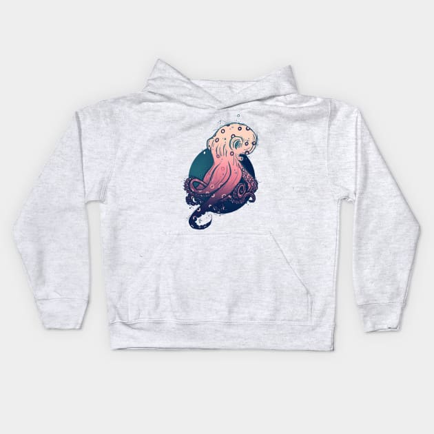 Pink octopus Kids Hoodie by Jess Adams